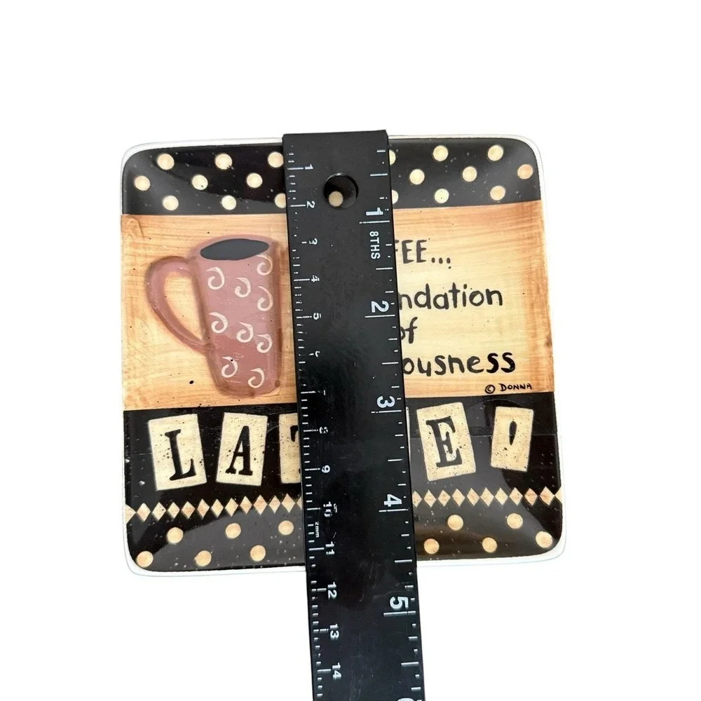 Donna Atkins Coffee Wall Plaques Set of 4 Ceramic Kitchen Decor Market Hanging